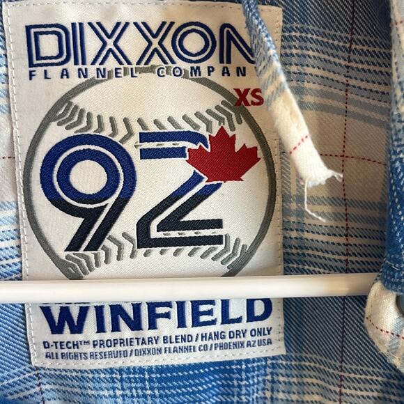 Dixxon Flannel Shirt Men's Extra Small Blue Plaid Dave Winfield Pearl Snap Jays - Picture 4 of 9
